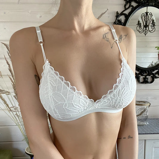 Soutien-gorge Sexy en Dentelle sans Fil et Non Rembourré pour Femmes