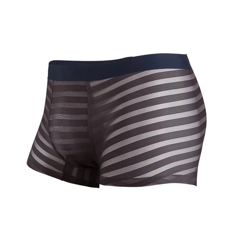 Boxer Homme – Shorty Transparent en Soie Glacée, Respirant avec Poche de Maintien
