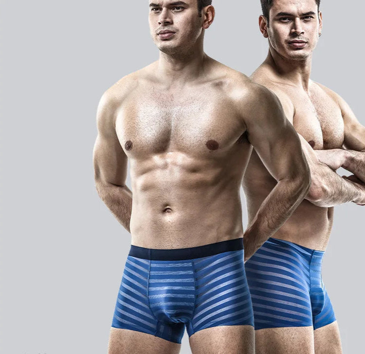 Boxer Homme – Shorty Transparent en Soie Glacée, Respirant avec Poche de Maintien