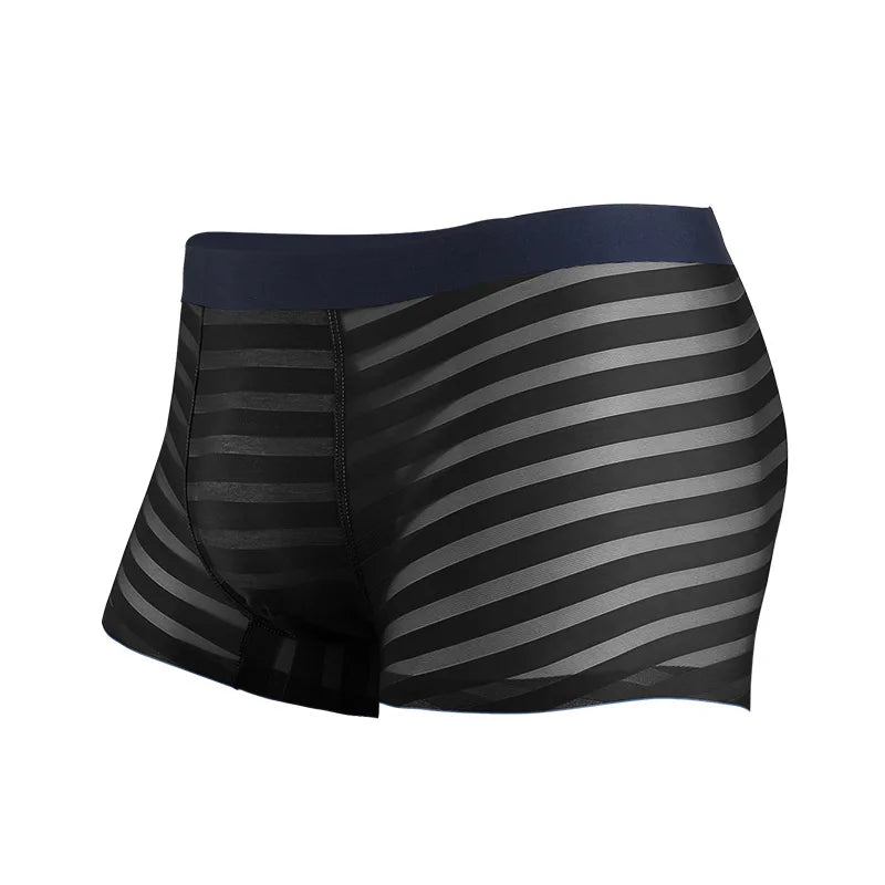 Boxer Homme – Shorty Transparent en Soie Glacée, Respirant avec Poche de Maintien