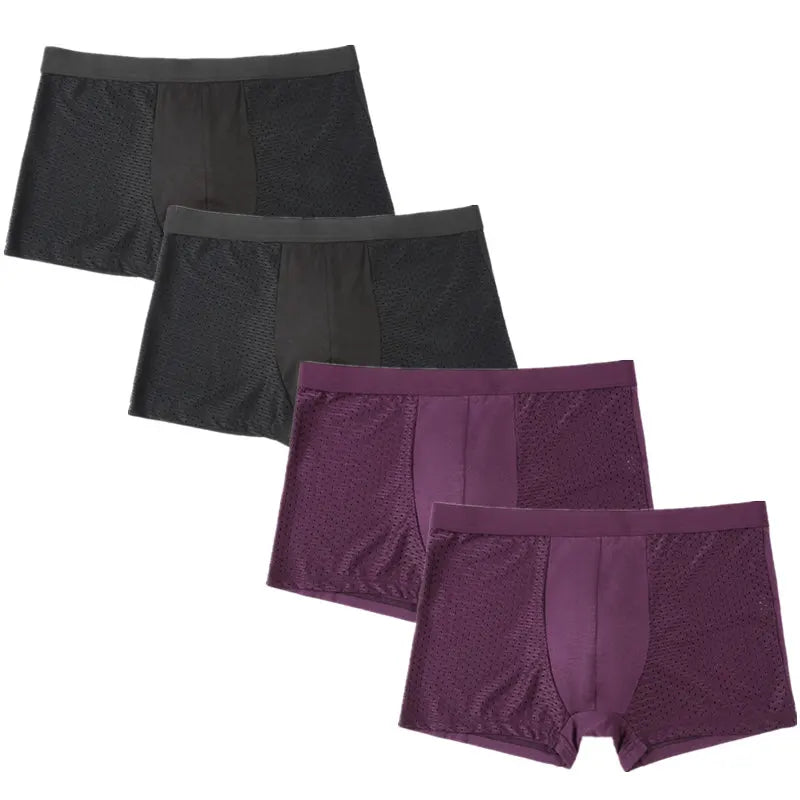 4er-Pack Herren-Boxershorts: Bambusunterwäsche mit Perforationen, große Größen (5XL, 6XL, 7XL)