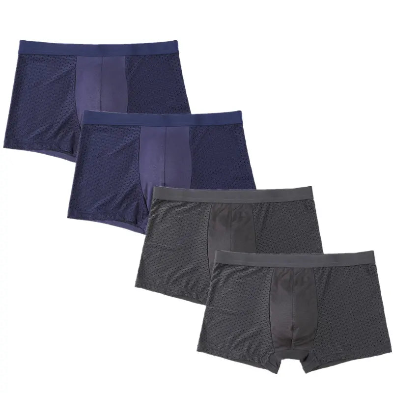 4er-Pack Herren-Boxershorts: Bambusunterwäsche mit Perforationen, große Größen (5XL, 6XL, 7XL)