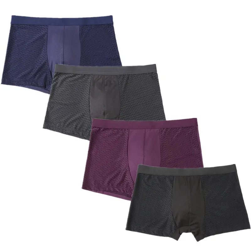 4er-Pack Herren-Boxershorts: Bambusunterwäsche mit Perforationen, große Größen (5XL, 6XL, 7XL)