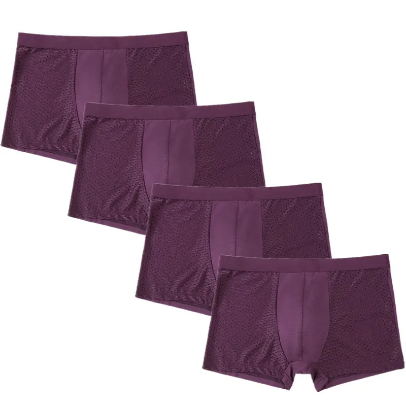 4er-Pack Herren-Boxershorts: Bambusunterwäsche mit Perforationen, große Größen (5XL, 6XL, 7XL)