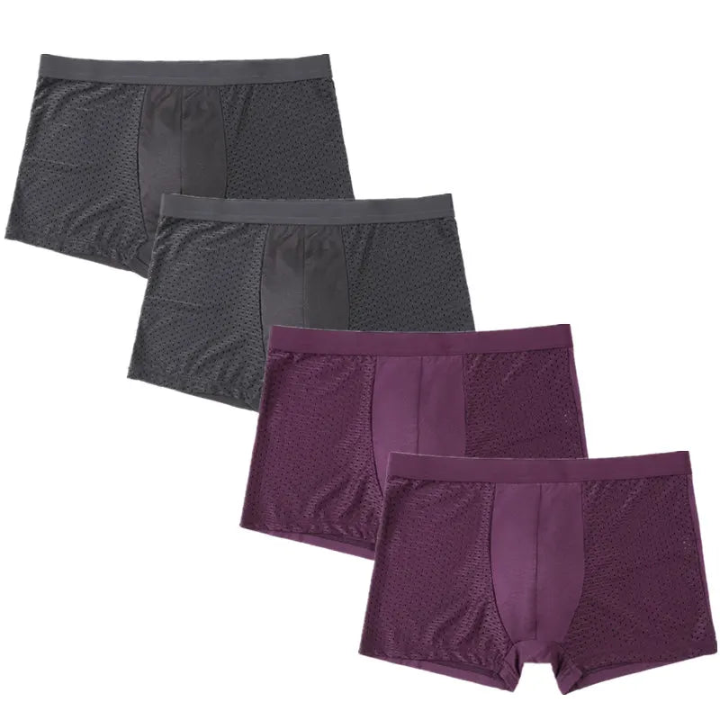 4er-Pack Herren-Boxershorts: Bambusunterwäsche mit Perforationen, große Größen (5XL, 6XL, 7XL)
