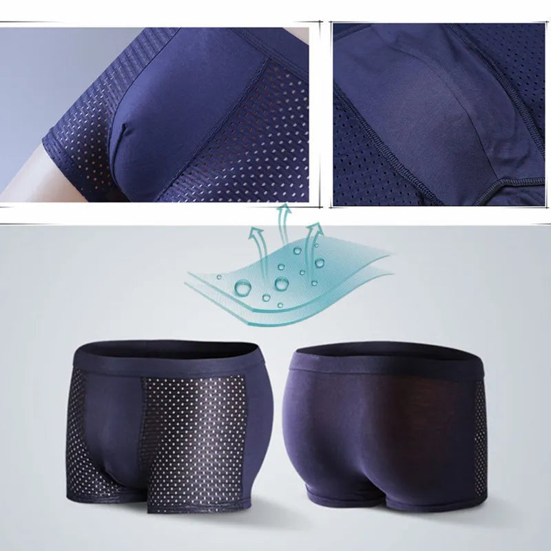 4er-Pack Herren-Boxershorts: Bambusunterwäsche mit Perforationen, große Größen (5XL, 6XL, 7XL)