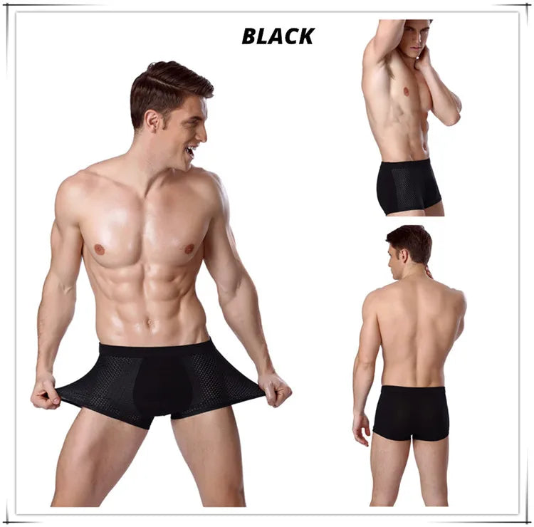 4er-Pack Herren-Boxershorts: Bambusunterwäsche mit Perforationen, große Größen (5XL, 6XL, 7XL)