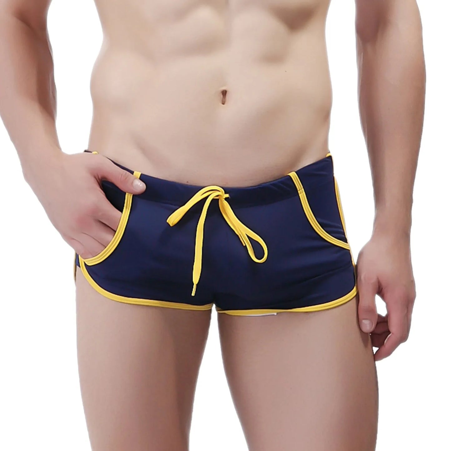 Shorts de natation pour hommes, respirants, pantalons de bain légers, maillot de bain slim, avec cordon de serrage, taille élastique, shorts de plage secs rapides pour hommes.