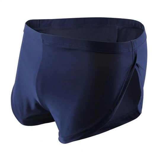 Shorts pour hommes unis, respirants et taille basse – Taille élastique, fente latérale, en soie glacée, idéal pour le lounge, sous-vêtement ou tenue de nuit