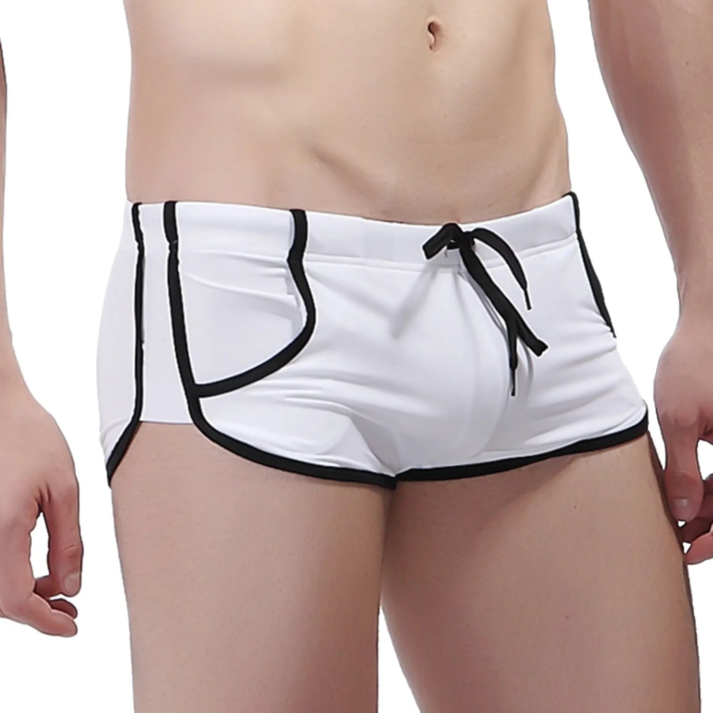 Shorts de natation pour hommes, respirants, pantalons de bain légers, maillot de bain slim, avec cordon de serrage, taille élastique, shorts de plage secs rapides pour hommes.