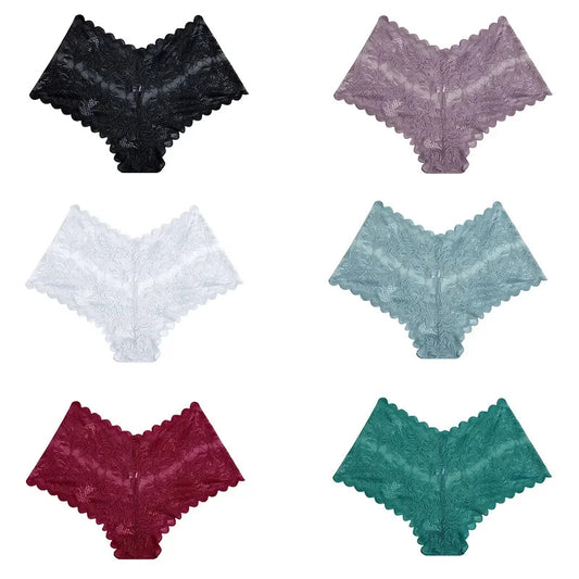 Lot de 1/3/6 pièces de culottes en dentelle pour femmes, taille basse, avec motif floral, tailles S-XL, sous-vêtements féminins en dentelle