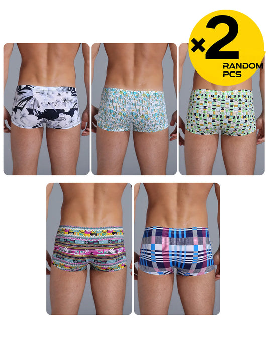Boxers Ice Silk Homme – Taille Basse, Respirant & Imprimé | Lot de 2