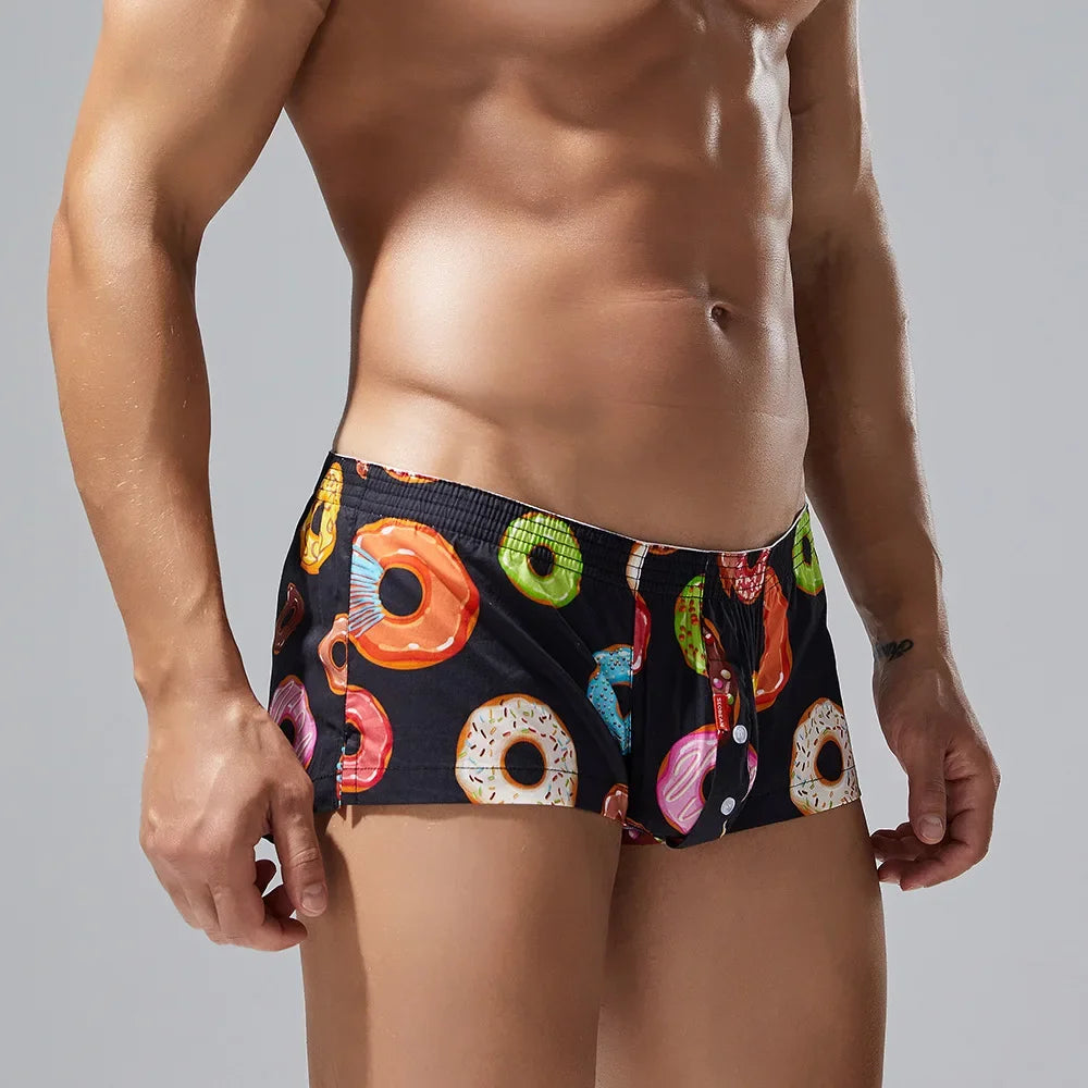Boxer homme en coton – Confort absolu avec imprimé donuts | Modèle plat tendance