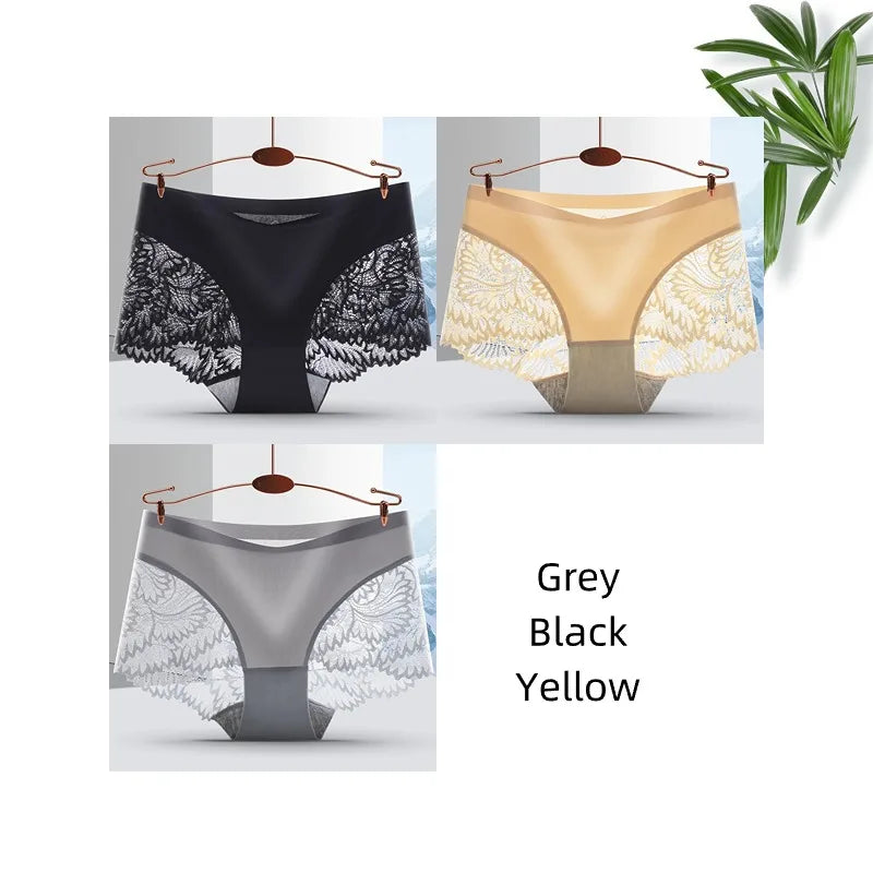Lot de 3 Culottes Femme Sans Coutures en Dentelle - Lingerie Douce et Sexy, Taille Basse, Culottes Féminines Confortables