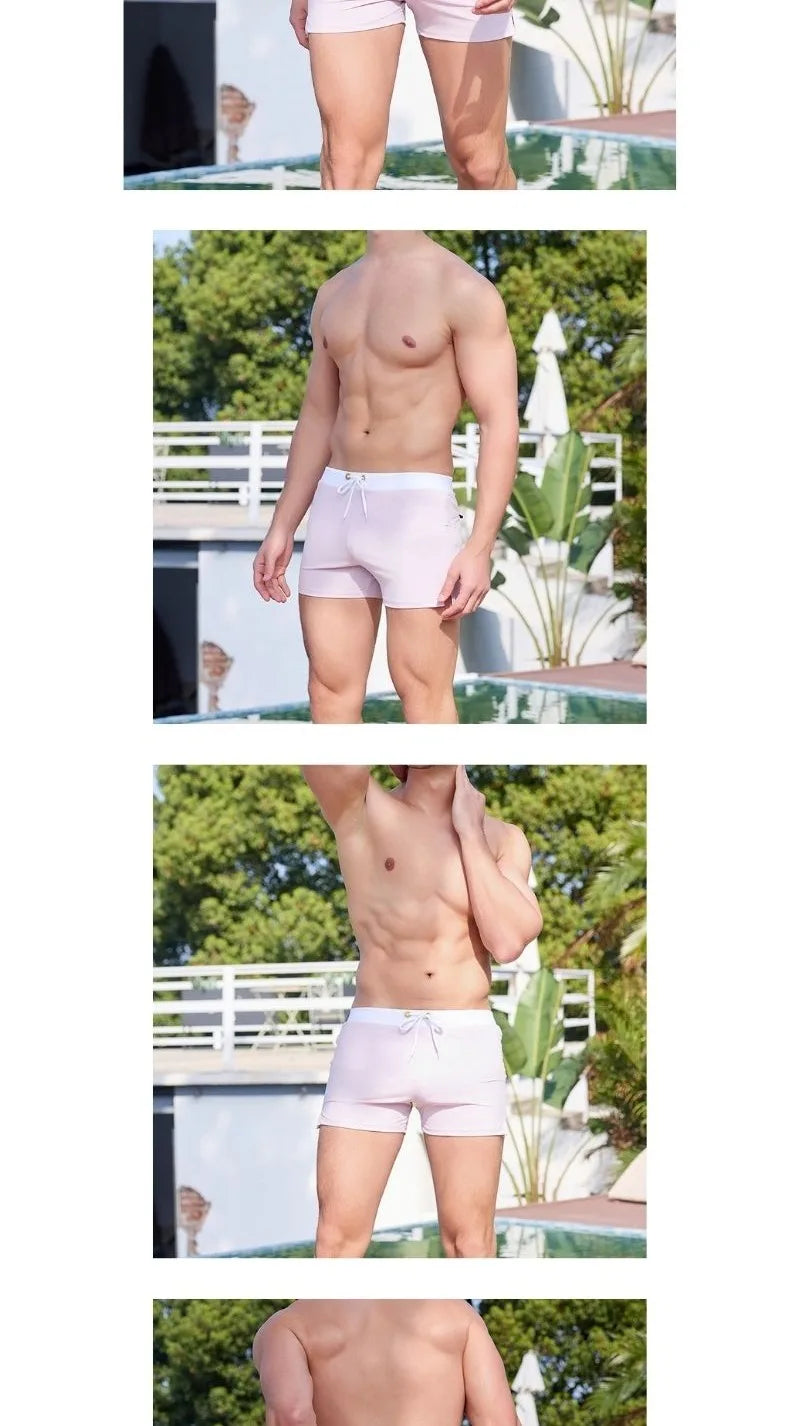 Short de bain homme stretch respirant, confortable, rose, qualité haute à prix bas