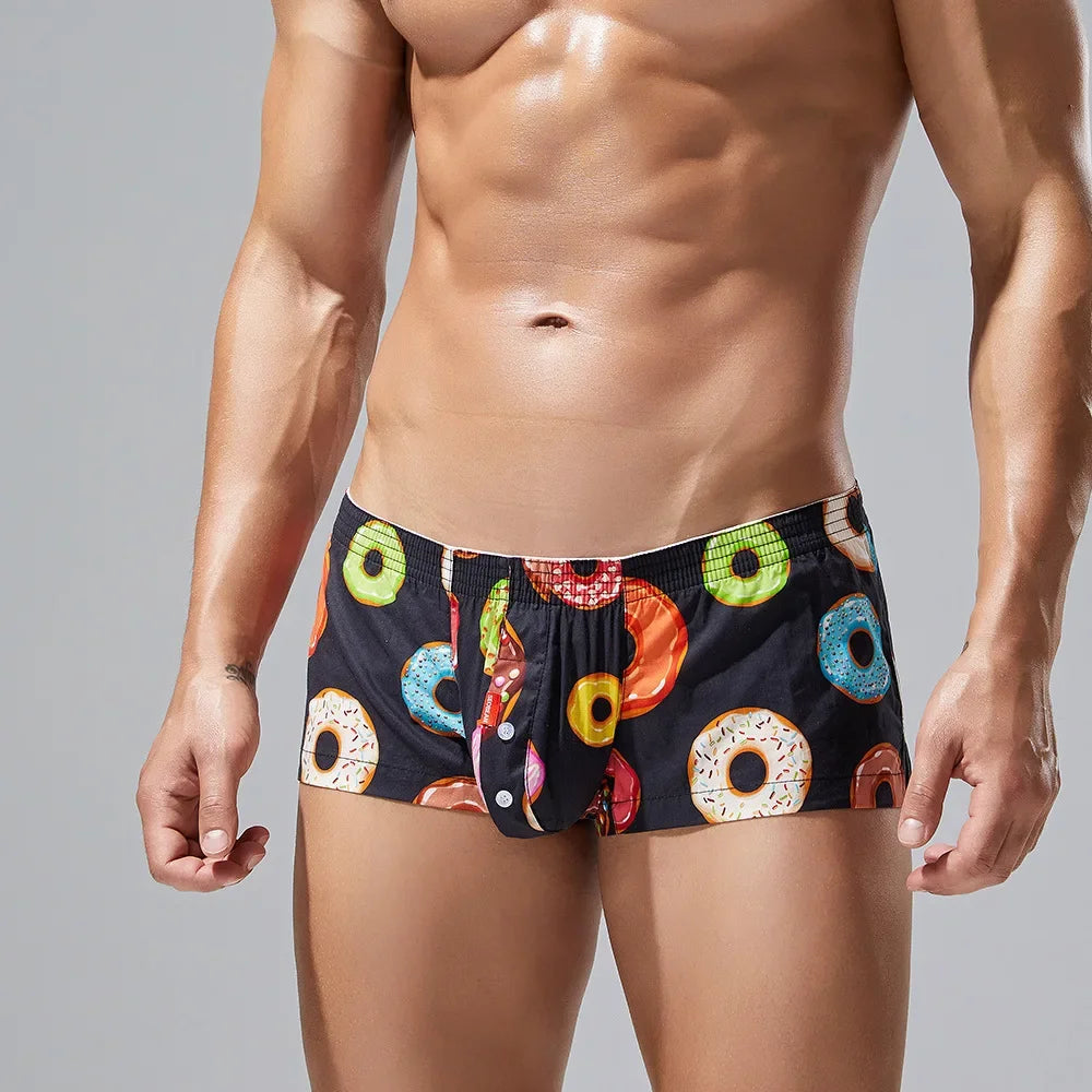 Boxer homme en coton – Confort absolu avec imprimé donuts | Modèle plat tendance