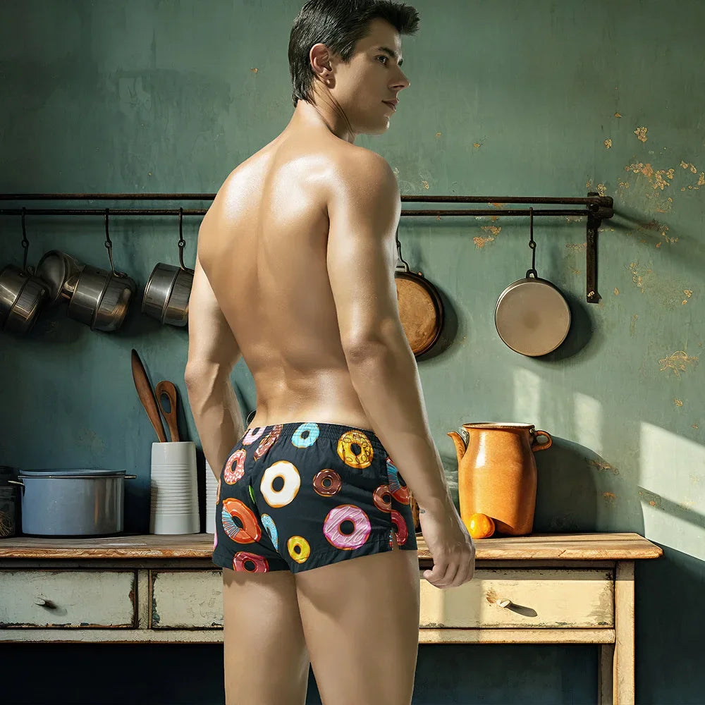 Boxer homme en coton – Confort absolu avec imprimé donuts | Modèle plat tendance
