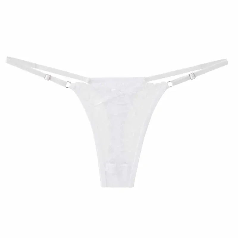 Sous-vêtements en dentelle pour femmes, taille basse, taille ajustable, strings sexy, transparents, culottes respirantes, lingerie féminine