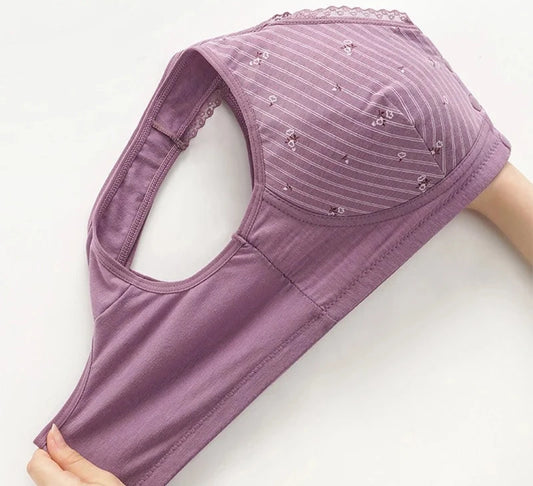 Soutien-Gorge Femme Sans Armatures - Push-Up avec Fermeture Frontale, Lingerie Sexy en Coton, Grandes Tailles (36-52)