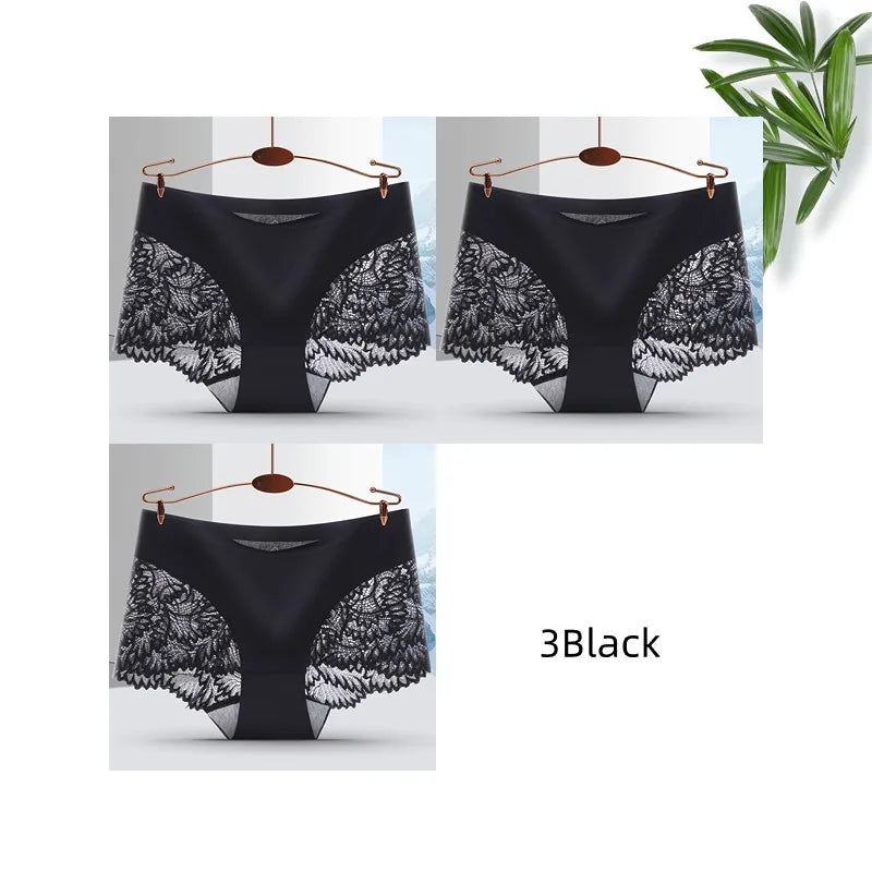 Lot de 3 Culottes Femme Sans Coutures en Dentelle - Lingerie Douce et Sexy, Taille Basse, Culottes Féminines Confortables