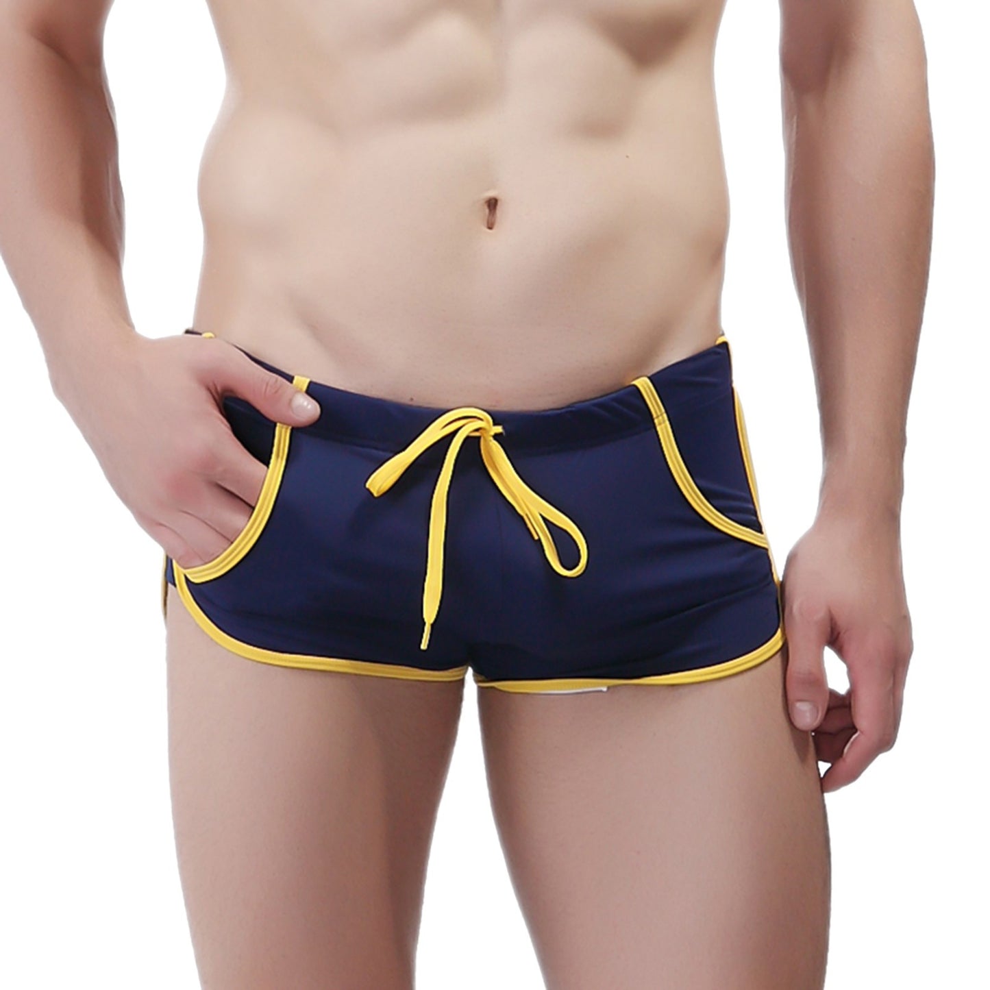 Shorts de natation pour hommes, respirants, pantalons de bain légers, maillot de bain slim, avec cordon de serrage, taille élastique, shorts de plage secs rapides pour hommes.