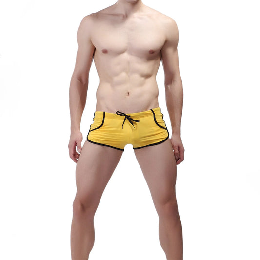 Shorts de natation pour hommes, respirants, pantalons de bain légers, maillot de bain slim, avec cordon de serrage, taille élastique, shorts de plage secs rapides pour hommes.