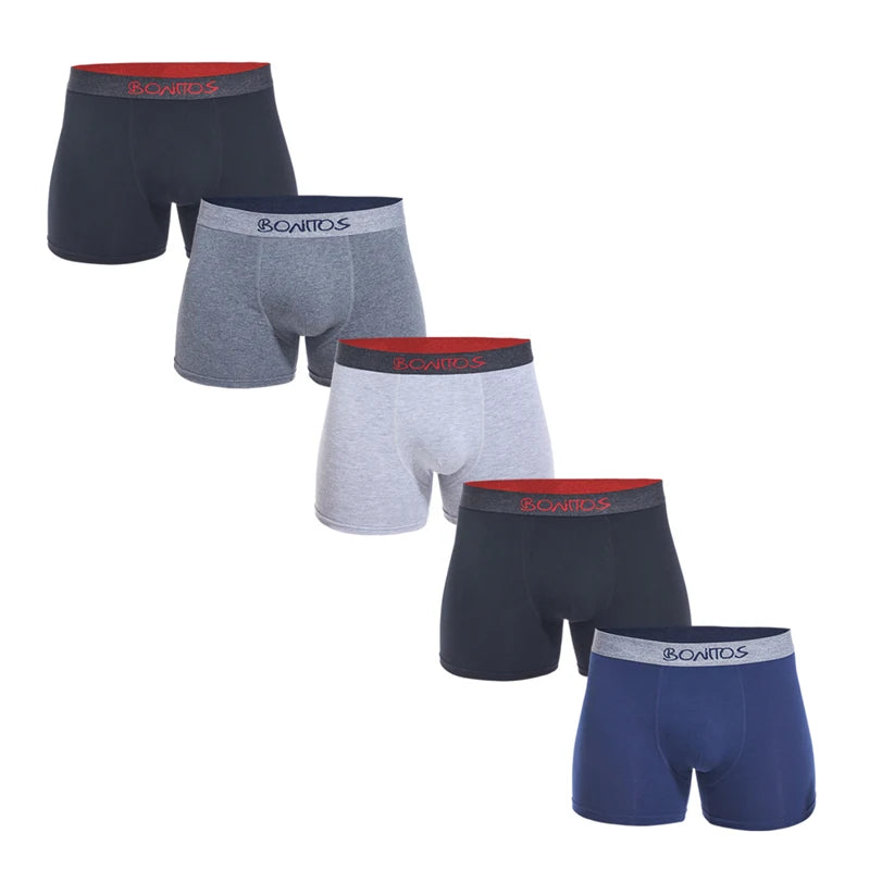 Pack of 5 men's cotton boxers: sexy underwear, comfortable shorts, family set, brands