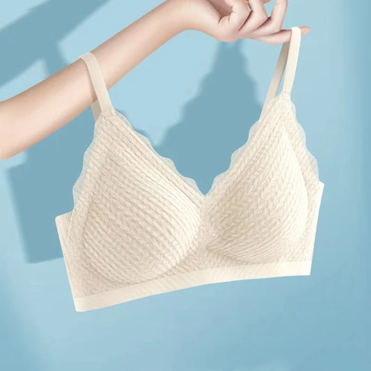 Soutien-gorge en dentelle sans couture pour femme, petit buste, rassemblement, sans glissement, sans armature, style sexy, dos magnifique, section mince