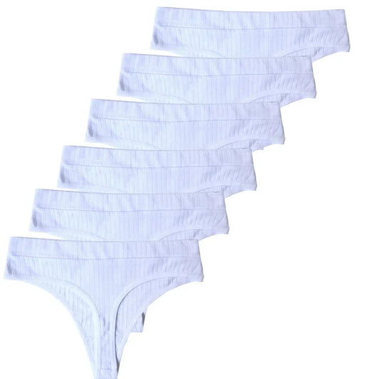6 pièces Culottes Femmes G-String Sport Respirant Sous-Vêtement Taille Basse Fille Lingerie Couleur Unie Sexy G-String Féminin