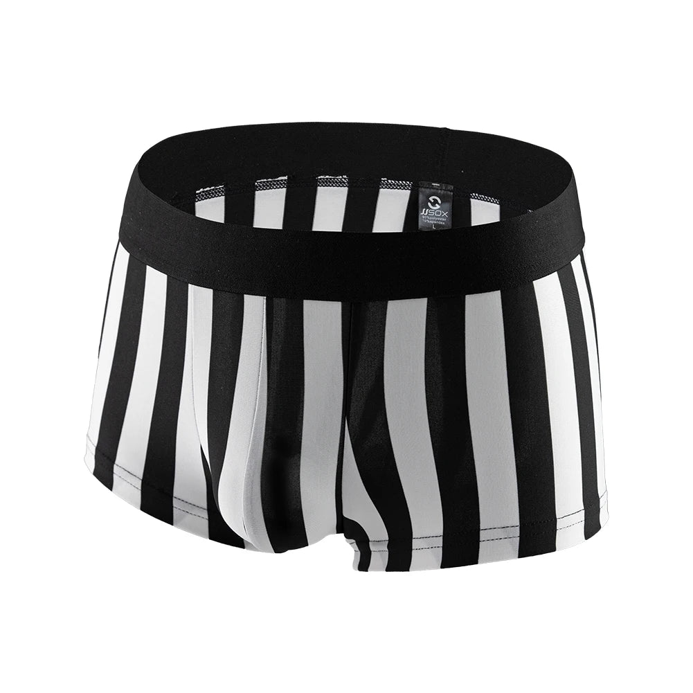 Slip boxer homme sans couture à rayures — poche galbante, ultra confortable et respirant