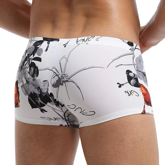 Boxer homme sexy – Sous-vêtements imprimés respirants, caleçon doux avec poche en U, en soie glacée