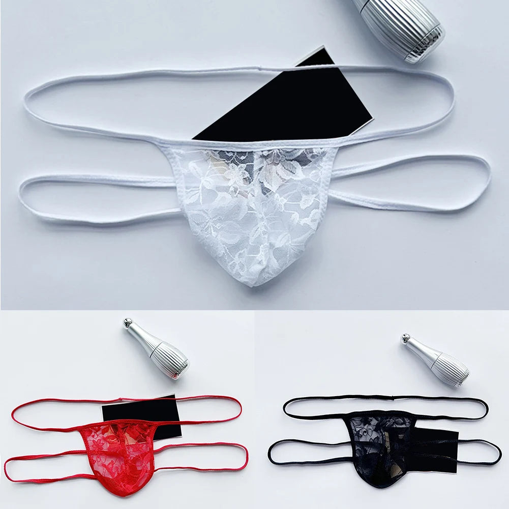 String Homme Dentelle Transparente – Taille Basse Sexy