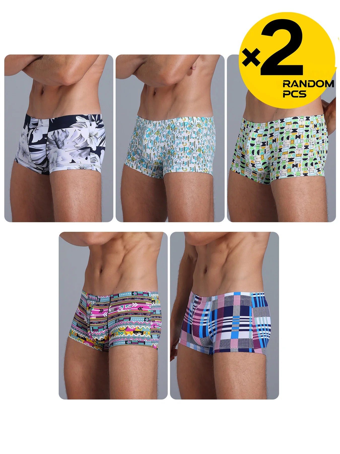Boxers Ice Silk Homme – Taille Basse, Respirant & Imprimé | Lot de 2