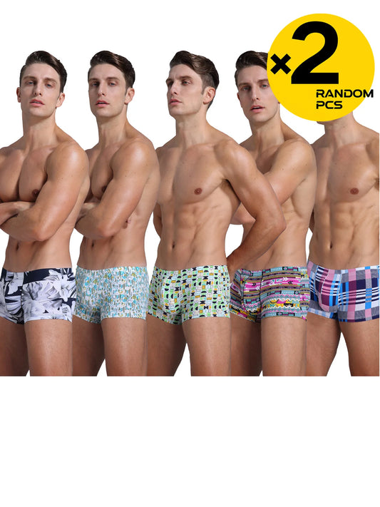 Boxers Ice Silk Homme – Taille Basse, Respirant & Imprimé | Lot de 2