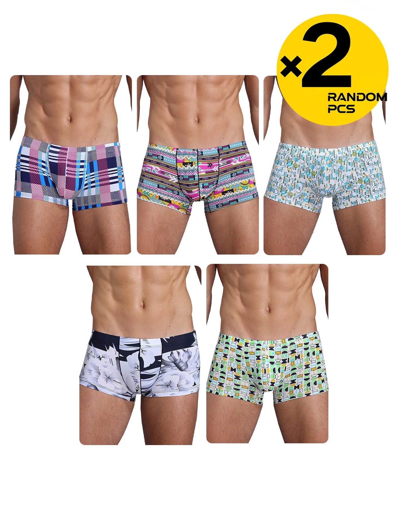 Boxers Ice Silk Homme – Taille Basse, Respirant & Imprimé | Lot de 2