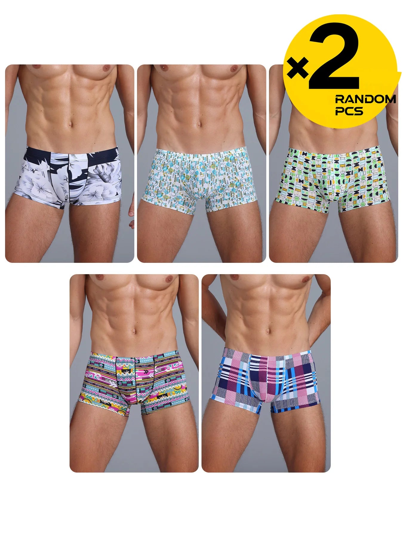 Boxers Ice Silk Homme – Taille Basse, Respirant & Imprimé | Lot de 2