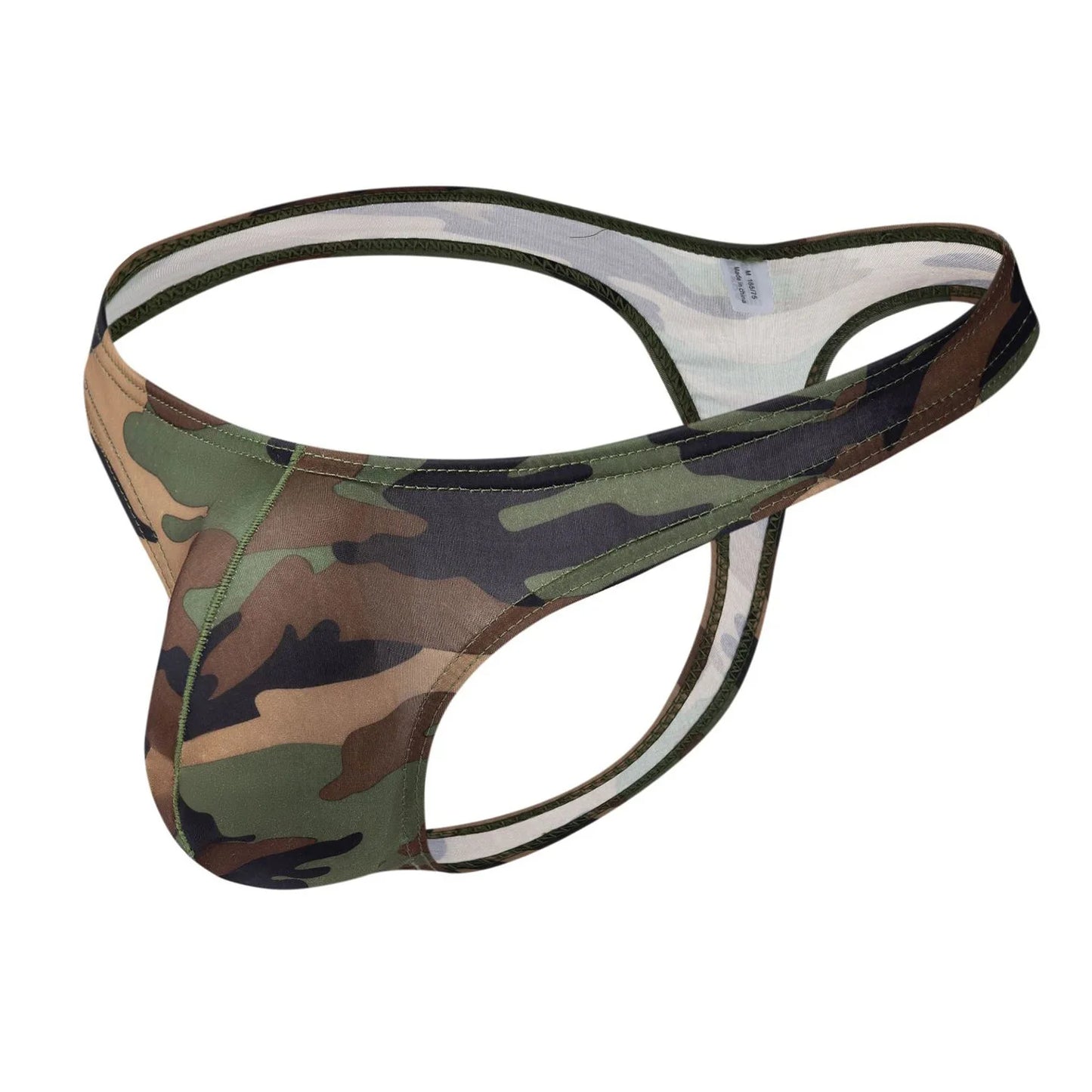 Slip tanga homme taille basse à imprimé camouflage 3D, poche enveloppante, tissu soyeux, respirant et confortable pour un usage quotidien ou les occasions spéciales